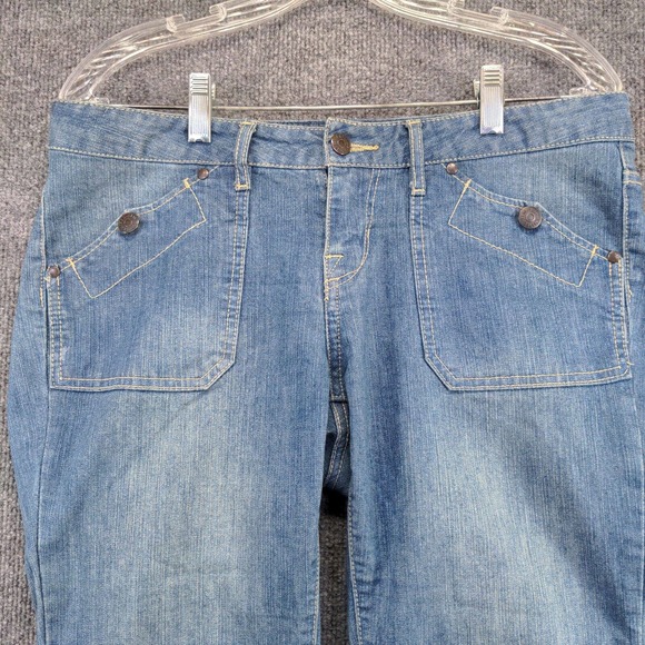The Limited Women's Drew Straight Capri Jeans Blue 10 Stone Wash Flap Pockets - Picture 3 of 11